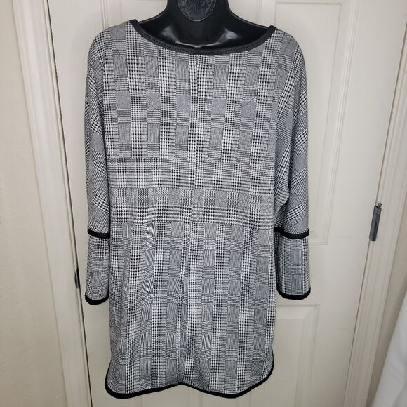 Max Studio Nwt houndstooth plaid knit top large - Picture 4 of 6